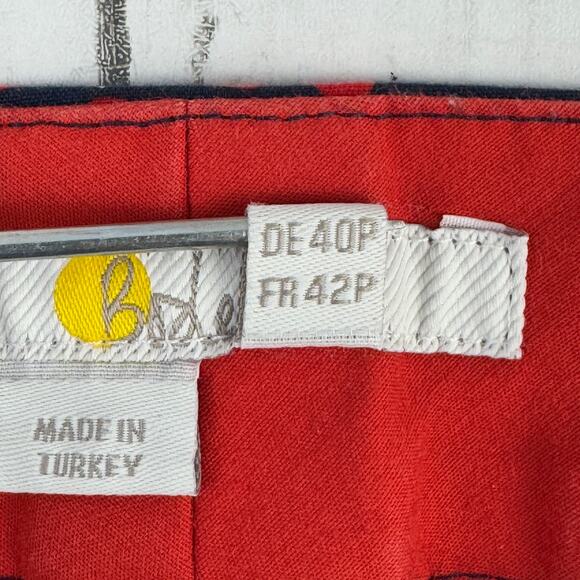 Boden Navy/Red Floral Richmond Stretch High Waisted Ankle Trousers Size 10 P - Picture 10 of 15